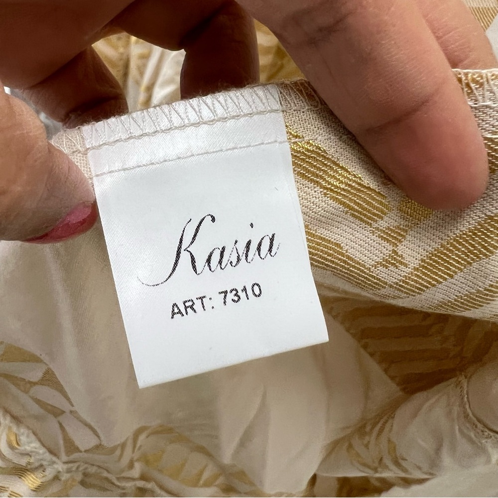 Kasia Wrap Mini Dress Gold/Ivory Size L - Picture 12 of 14